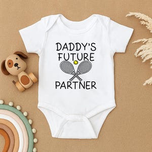 Daddy’s Future Tennis Partner Baby Romper, Cute Sports Baby Bodysuit, Tennis Baby Outfit, Funny Baby Shower Gift, Adorable Baby Sportswear