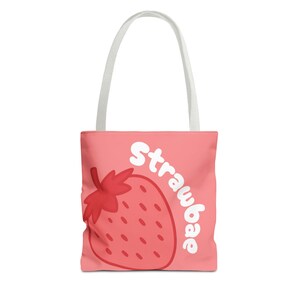 Strawbae Tote Bag Süße Erdbeertasche, Trendy Strandtasche, Geschenk für Sie, Ästhetischer Canvas Shopper