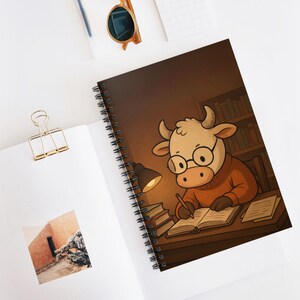 Cahier à spirales mignon vache - Idéal pour les étudiants, cadeaux pour les amateurs de vaches, jolie papeterie, journal pour la prise de notes, rentrée des classes