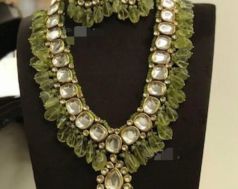 Kundan Bridal Necklace Set, Indian Jewelry, Long Haar Earrings