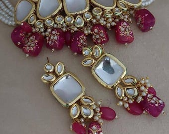 Conjunto de gargantilla kundan de diseñador Sabyasachi / conjunto de novia kundan / conjunto de gargantilla kundan real / conjunto de gargantilla de novia india / joyería de gargantilla pakistaní