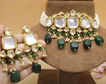 Conjunto de gargantilla kundan de diseñador Sabyasachi / conjunto de novia kundan / conjunto de gargantilla kundan real / conjunto de gargantilla de novia india / joyería de gargantilla pakistaní