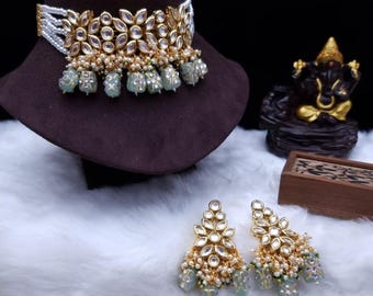 Conjunto de gargantilla kundan de diseñador Sabyasachi / conjunto de novia kundan / conjunto de gargantilla kundan real / conjunto de gargantilla de novia india / joyería de gargantilla pakistaní