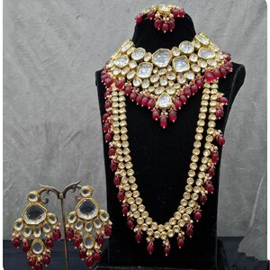 Royal kundan haar with meenakari work, Long Kundan necklace set, customizable kundan haar, bridal kundan haar.