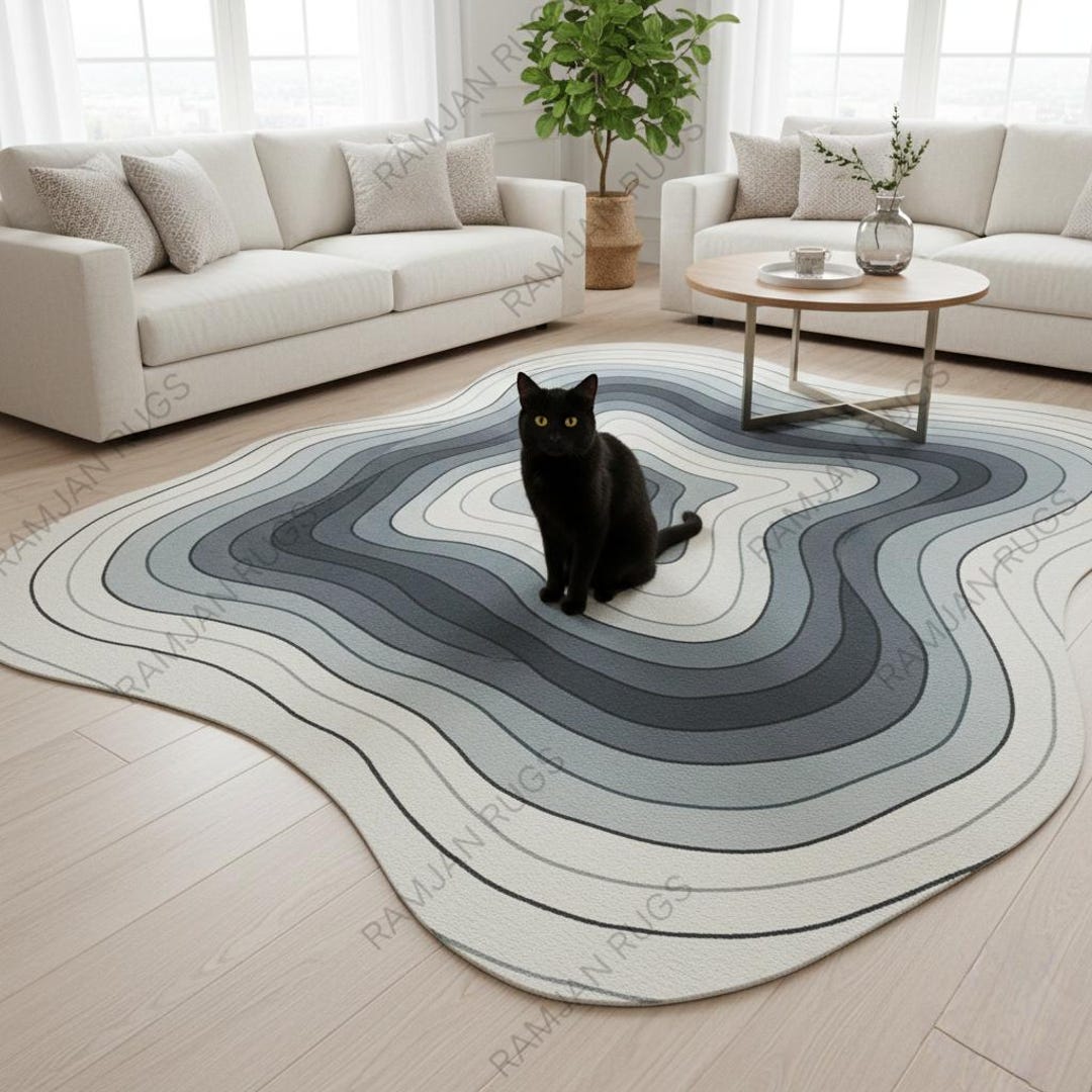 Habit Ripple Rug Simone The Abyssal Ripple Irregular Area Rug - Etsy