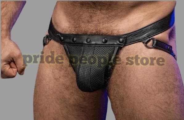 Men's 100% Genuine Black Leather Jockstrap – Codpiece Thong, Fetish BDSM Underwear, Bondage Gear, Gay Leather Clubwear, Gift for Him