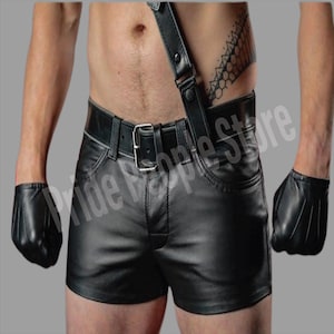 Handmade Men’s Real Sheep Leather Shorts | Slim Fit Pride Festival Gym Shorts | Summer Fashion Streetwear