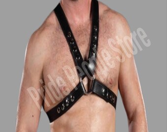 Men's Leather Chest Harness X Style - Gay Fetish Harness Belt - LGBTQ Pride Body Gear - Gift for Him