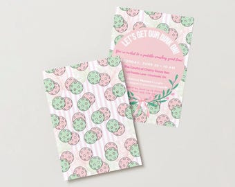 Editable Pickleball Party Invitation: Pink Paddle Canva Template (Digital Download)