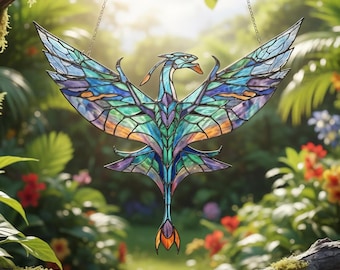 Avatar Ikran Banshee Acrylic Suncatcher, Avatar Movie Inspired Acrylic Sun Catcher, Pandora Spirit Wall Hanging, Fantasy Warrior Gift