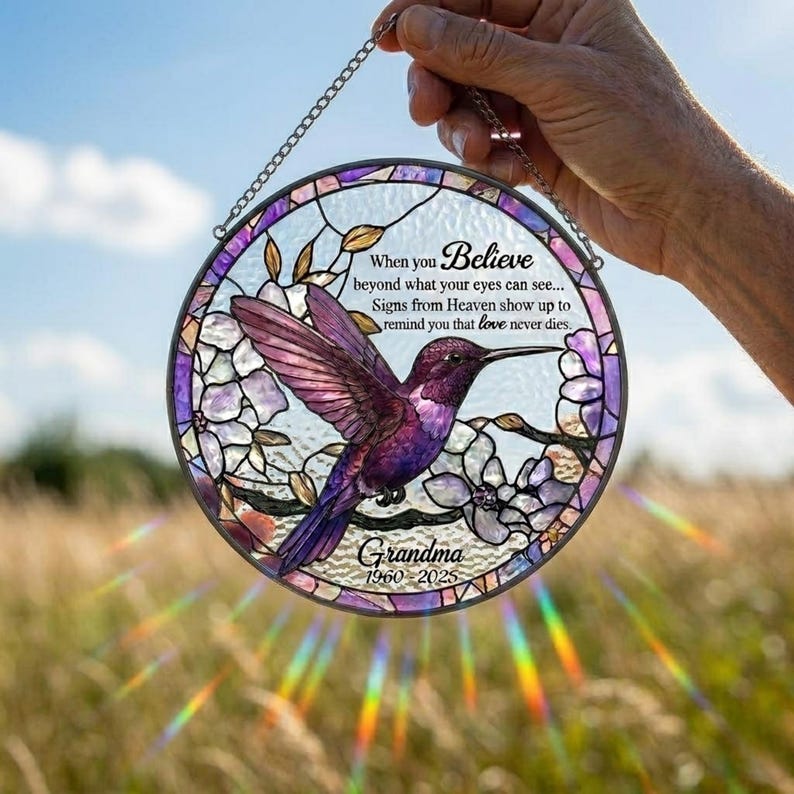 Personalized Hummingbird Memorial Suncatcher, Custom Name Signs From ...