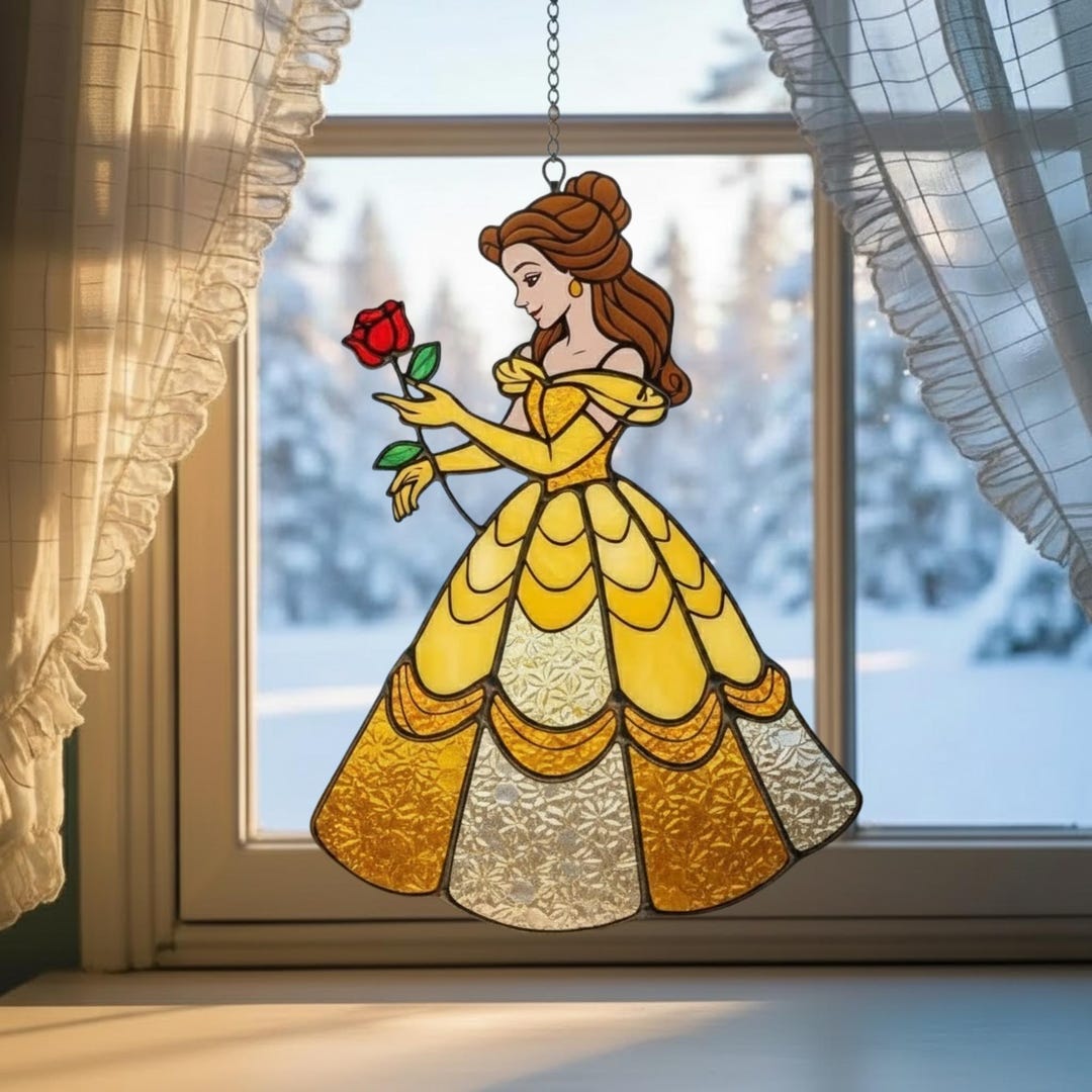 Belle Princess Acrylic Suncatcher, Beauty and the Beast Window Hanging ...