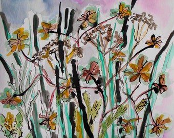New Growth Spring Original Painting on Paper