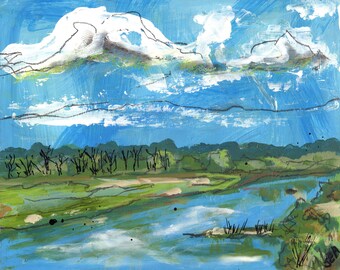 River Bed, Original Painting on panel