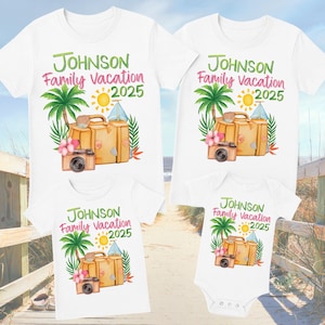 Custom Family Vacation T-Shirt Set Tropical Summer Trip Shirts 2025 | Matching Beach Vacation Tees | Personalized Family Travel Outfit