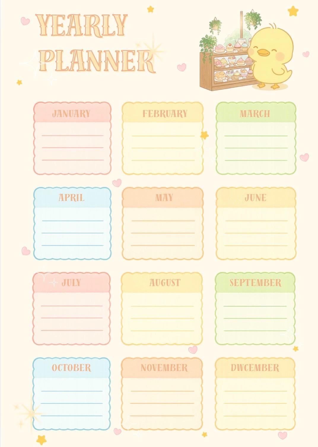 Cute Pastel Duck Planner | 10 Pages Printable Planner Bundle | Daily ...