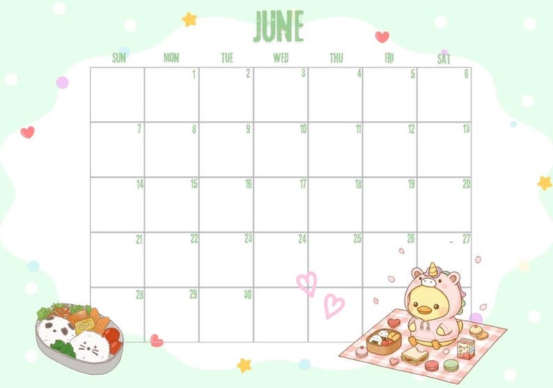 A5 Kawaii 2026 Calendar Printable – Cute Pastel Monthly Planner, 12 ...