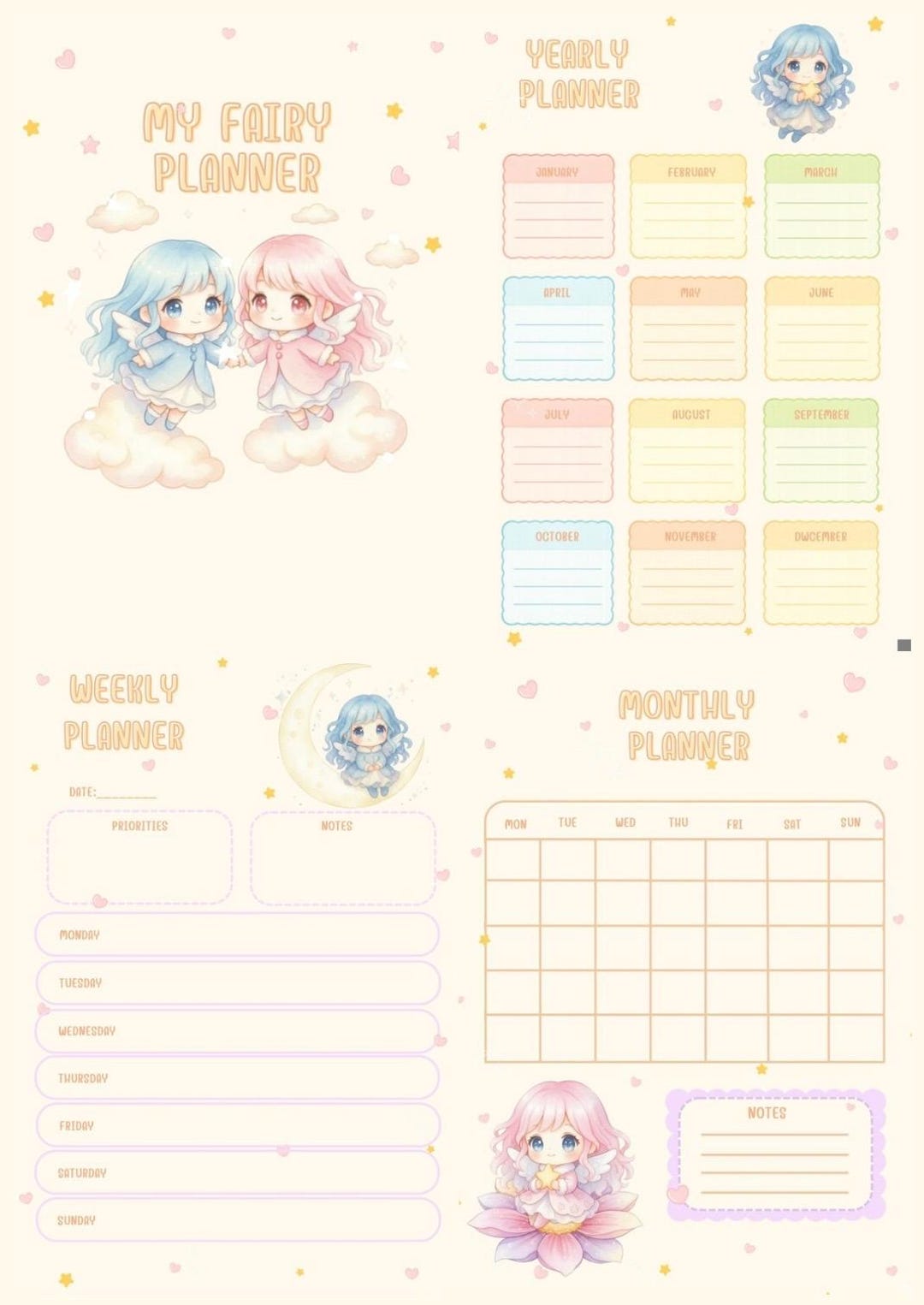 Cute Kawaii Student Planner | 10 Pages Pastel School Planner ...