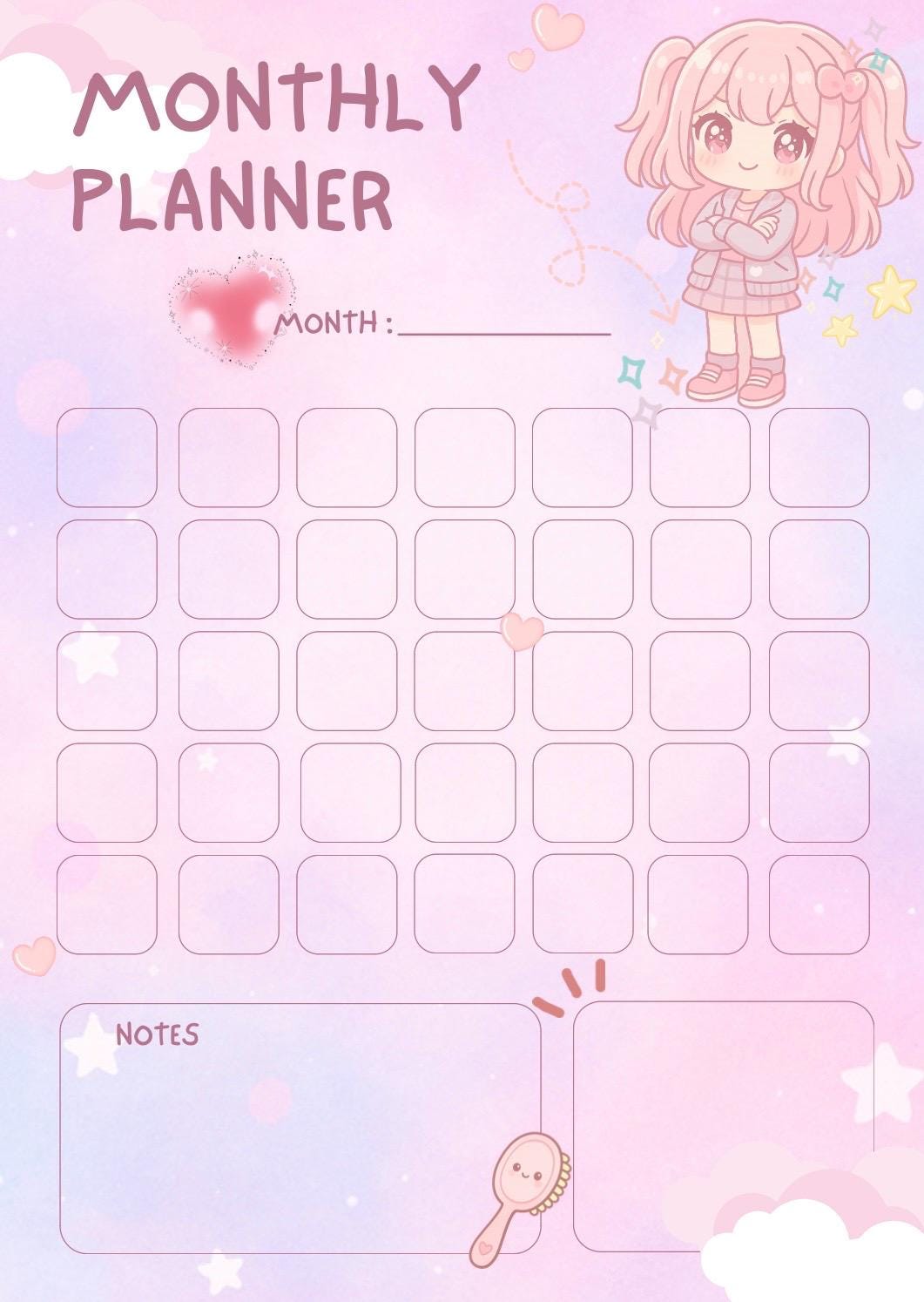 Cute Pastel Printable Planner | Daily, Weekly, Monthly & Yearly Planner ...