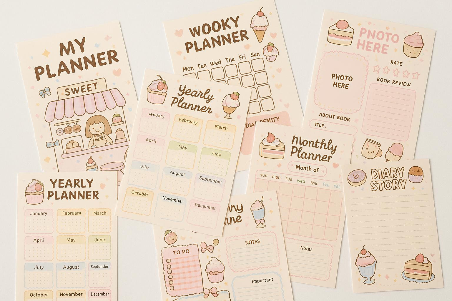 Sweet Pastel Planner: Kawaii Printable Organizer (PDF Download, US ...
