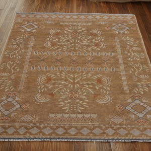 Tapete de lã macia de camelo feito à mão | Tapete oriental vintage em todos os tamanhos