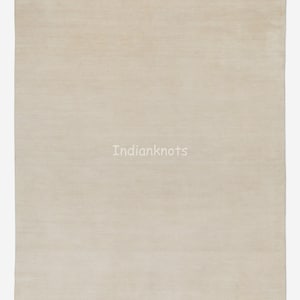 Hand-Knotted Ivory Wool Rug, Soft Handspun Wool