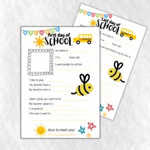 First Day of School Interview, School Printable, Worksheet, Questionnaire, All About Me, School Memories, last day, Instant Download
