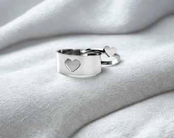 Sterling Silver Matching Heart Rings: Couples, Friendship, Anniversary
