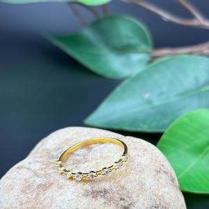 Ultra Thin Floating Moissanite Eternity Band in Gold Vermeil or Rhodium over Sterling Silver