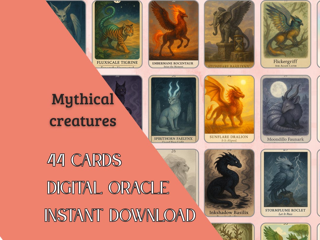 Mythical Creatures Digital Oracle Cards Deck, Legendary Beasts and ...