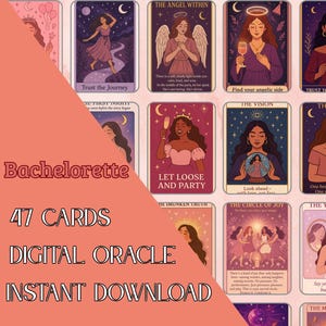 Oracle deck EVJF, 47 cartes numérique avec interprétations incluses sur chaque carte, cadeau pour un EVJF ou une soirée entre filles