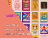 jeu d’oracle numérique cheeky imprimable, pour sorcière débutante et confirmée, 40 cartes uniques et féminines multicolore