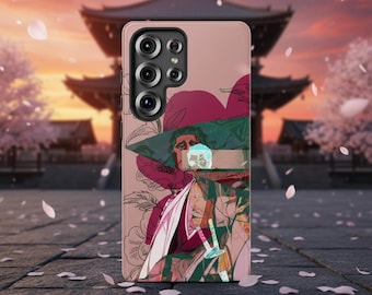Anime Phone Case Pink Floral Swordsman iPhone 17 16 15 14 13 12 Pro Max Samsung S24 S23 Bleach Aesthetic Gift