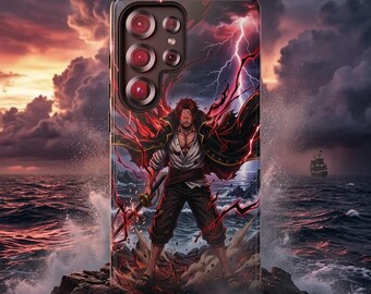Anime Phone Case Red Hair Pirate Emperor iPhone 17 16 15 14 13 12 Pro Max Samsung S25 S24 S23 Anime Gift Otaku