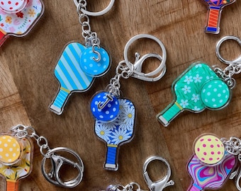 Custom Pickleball Paddle Keychain with Initial | Personalized Pickleball Gift | Pickleball Accessories for Players & Teams