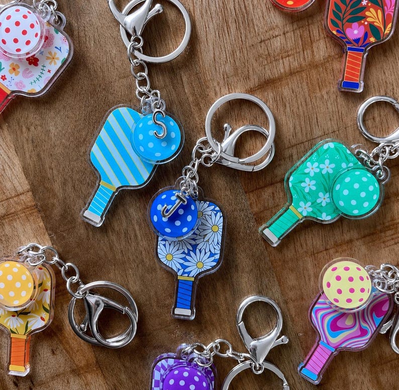Custom pickleball paddle keychain
