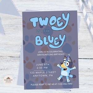 Second Birthday Invitation | Toddler Birthday Invitation | Birthday Party Invitation | Bluey Birthday Party