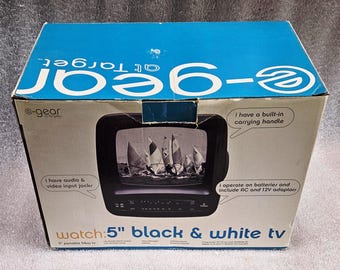 Televisor portátil Vintage Action de 5 pulgadas en blanco y negro, E-Gear - Nuevo, caja abierta