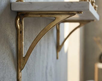 Soporte de estante de latón sin lacar: soporte de pared de latón macizo de alta resistencia