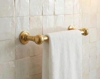 Toallero de latón macizo: barra de baño de pared sin lacar