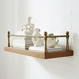 Antique Brass Gallery Rail Hardware – Solid Brass Shelf Bar Kit for Kitchen