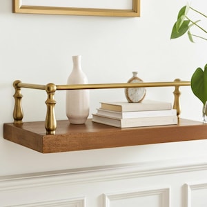 Unlacquered Brass Gallery Rail: Solid Brass Shelf Railing Kit for Kitchen