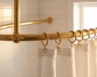 Brass U-Shaped Ceiling Curtain Rail: Dressing Room Fitting Rod for Clothing Shops & Bathrooms
