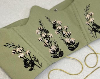 Cotton Flower Linen Corset Light Green Olive Belt Floral Embroidered Boho Chic Style Handmade Summer Clothing for Woman