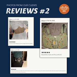 The image is a collage of three photos featuring clothing items, with text providing reviews and comments about the products.