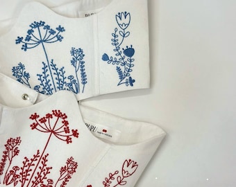 Floral Linen Corset Top Belt Embroidered Boho Chic Handmade Peasant Ethnic Spikelet Summer Clothing for Woman