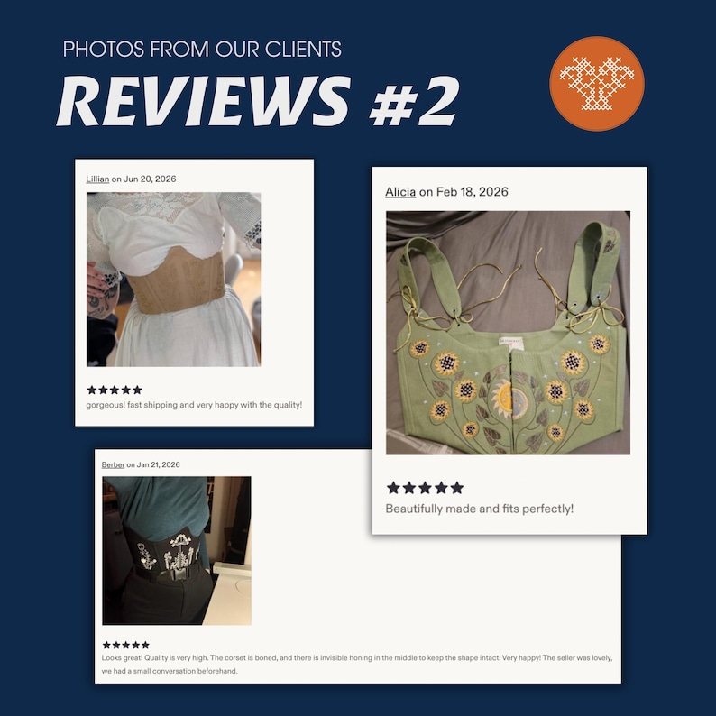 The image is a collage of three photos featuring clothing items, with text providing reviews and comments about the products.
