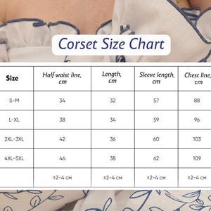 Linen Corset Linen with Sleeves Long Puffy Floral Top Belt Ethnic Ornament Embroidered Boho Peasant Cottagecore Outfit for Woman image 5