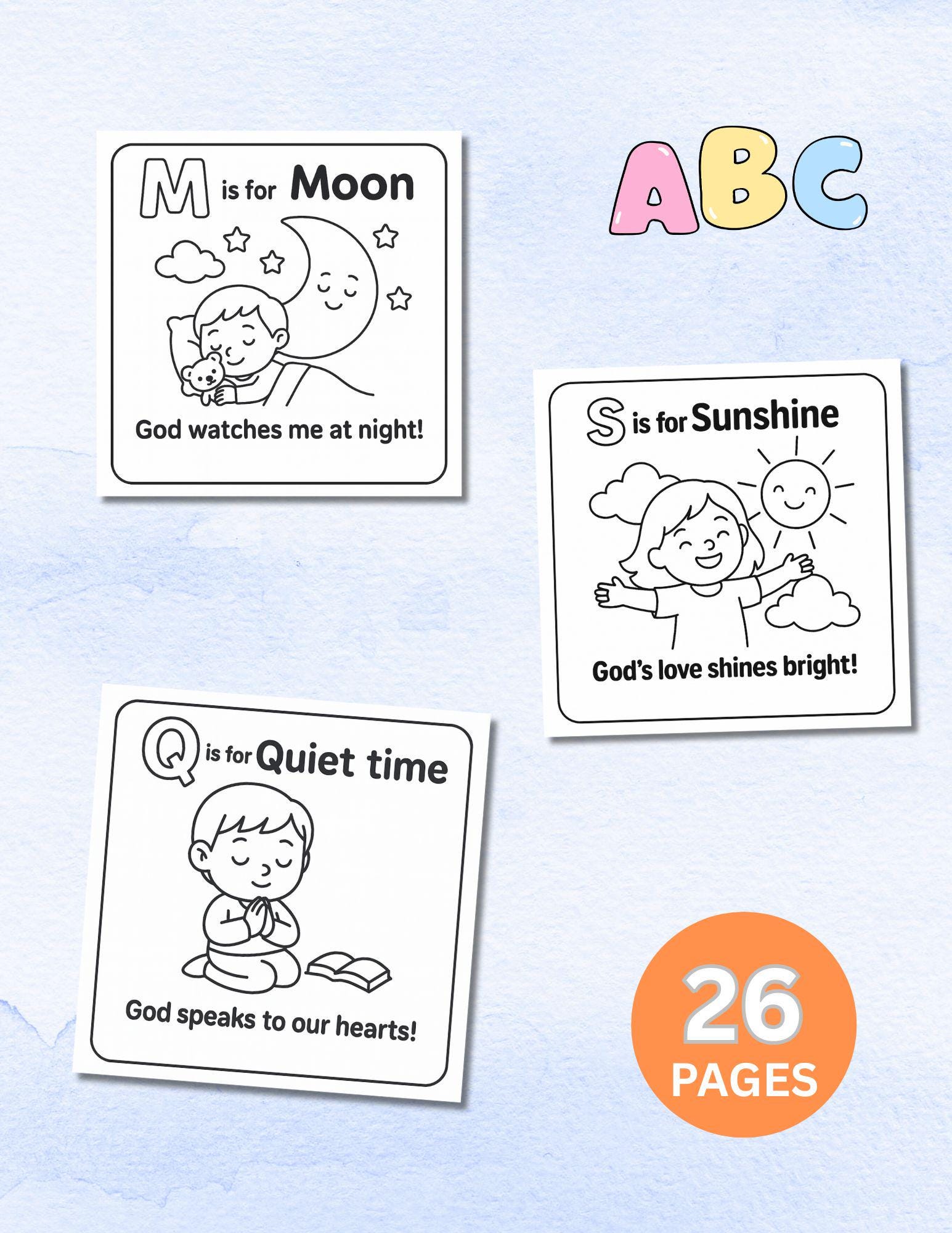 ABC Bible Coloring Pages, Christian Alphabet A to Z Printable for Kids ...