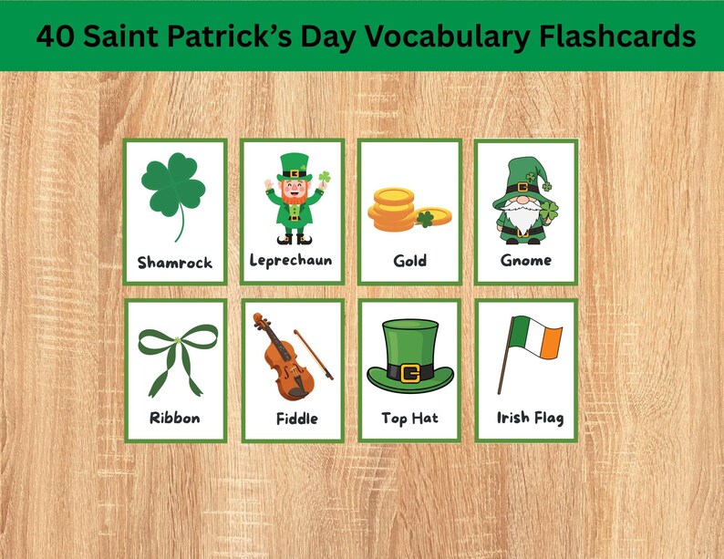 Irish Culture Flashcards, Printable St. Patrick’s Vocabulary Flashcards ...